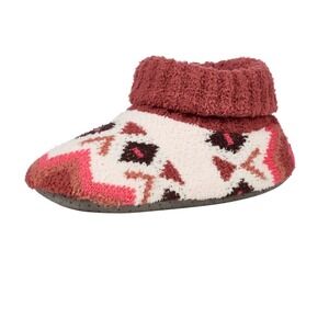 Northeast Outfitters Womens Cozy Cabin Slippers Diamond Print Red Cream Sz S/M